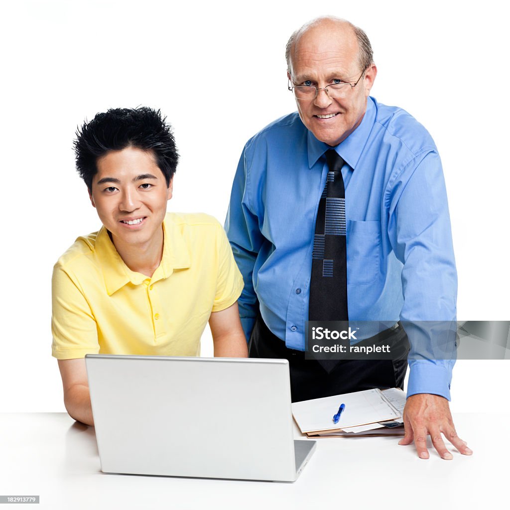 High-School-Schüler und Lehrer-isoliert - Lizenzfrei Weißer Hintergrund Stock-Foto