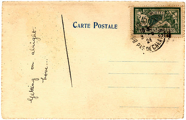 tarjeta postal de boulogne, pas de calais, francia, 1924 - 1920s style postcard old paper fotografías e imágenes de stock