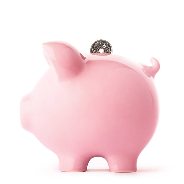 Piggy bank with Danish coin stock photo
