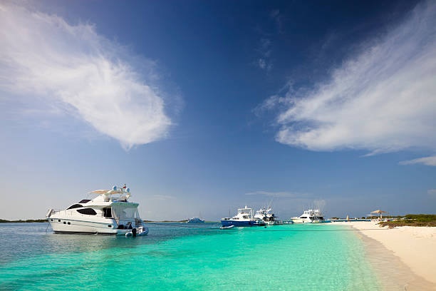 istock Luxury Yachts anchored in a tropical exotic island beach 182914726