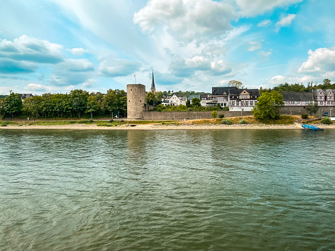 Charming Medieval German Town as Viewed from the Rhine River