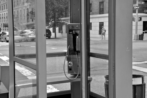 Old-fashioned telephone booth, Manhattan, New York City