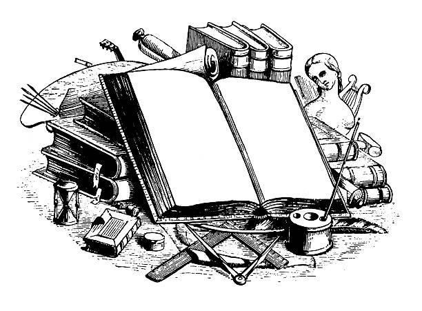 wiedza/przedwczesne woodblock ilustracje - antyczny ilustracje stock illustrations