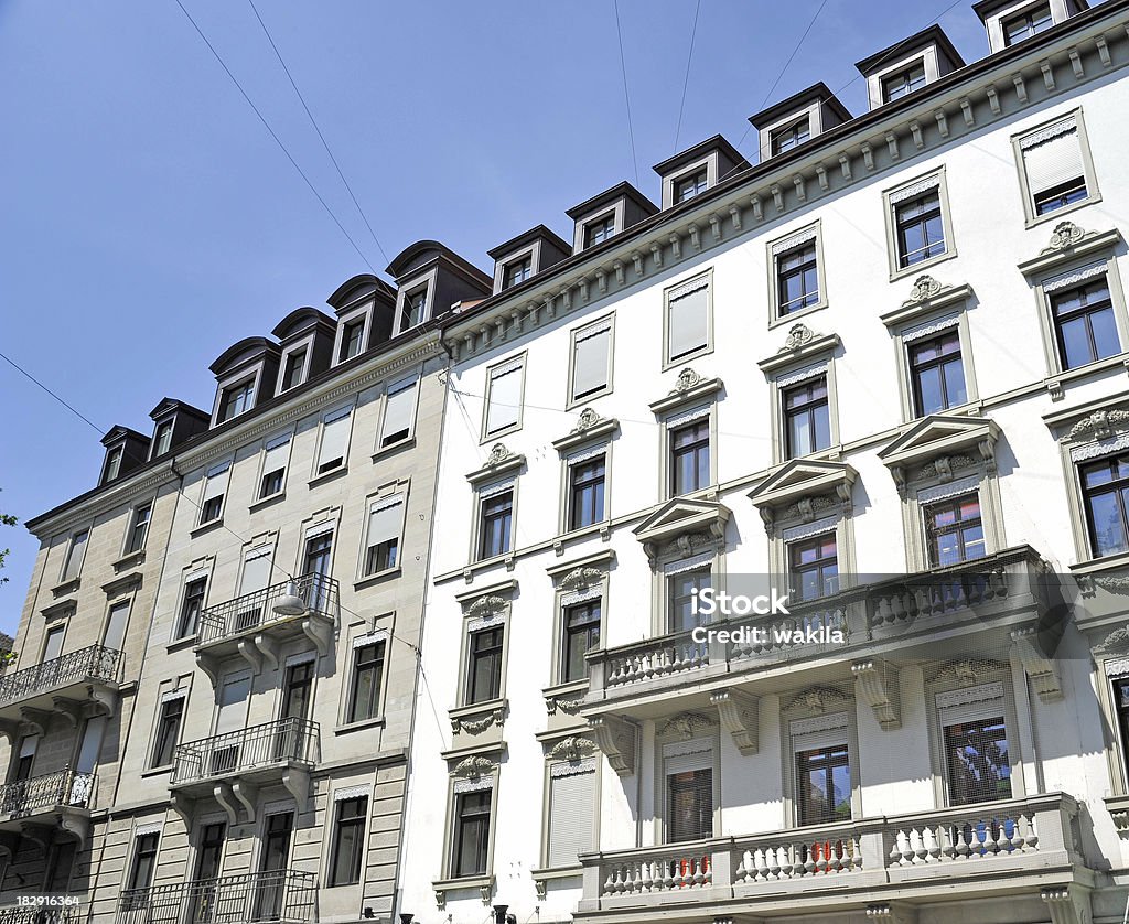 condominium luxury hotel fassade view one very big apartment house witrh colorful fassade Ancient Stock Photo