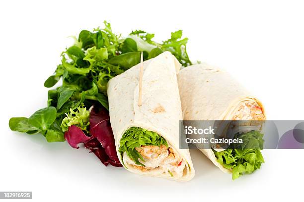 Chicken Salad Sandwich Wrap Stock Photo - Download Image Now - Club Sandwich, Cut Out, Bread