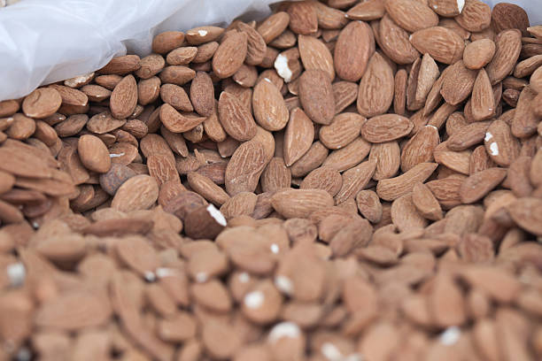 Bag of toasted almond at south italy street market stock photo