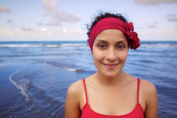 Girl at the beach stock photo