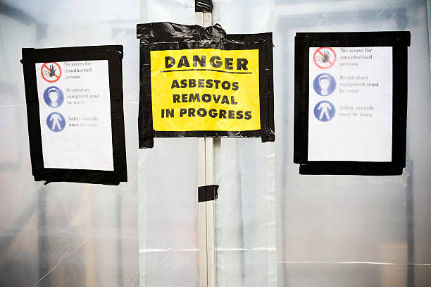 istock Closed space with danger warning for Asbestos Removal 182917147