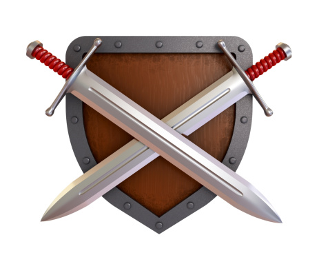 Medieval style insignia or coat-of-arms.High resolution 3D rendering.