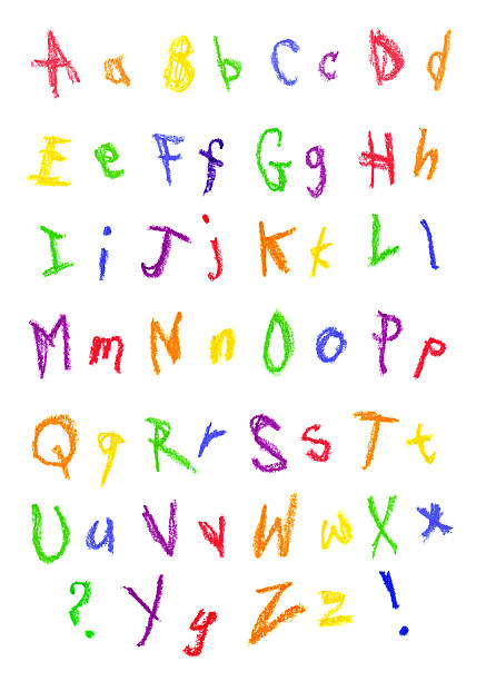 The alphabet written in crayon stock photo