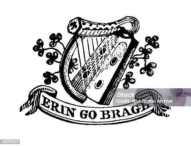 Ilustración de Símbolo Nacional Irlandesa Principios Woodblock Ilustraciones y más Vectores Libres de Derechos de Escudo de armas