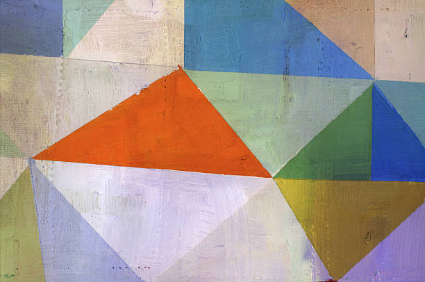 Abstract painting consisting of colorful triangles stock photo
