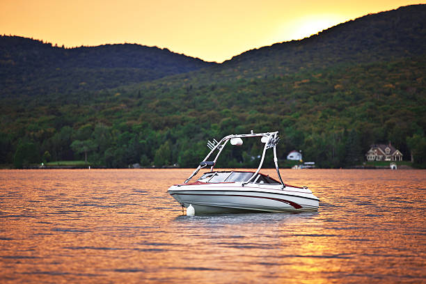 istock Boat on Lake at Sunset in Summer 182917922