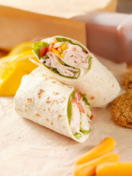 saudável almoço embalado - packed lunch sandwich school lunch turkey - fotografias e filmes do acervo