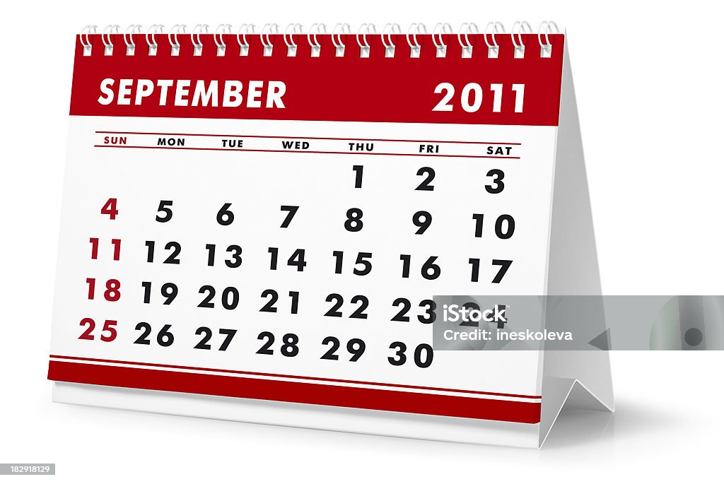 Ano e mês de setembro de 2011 Calendário de mesa - Foto de stock de A Data royalty-free