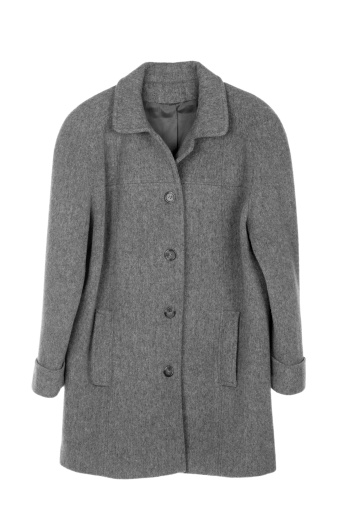 Gray wool woman's coat isolated on white.Please also see: