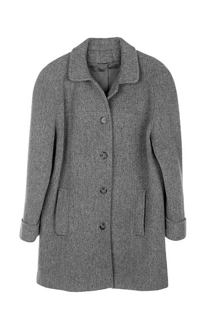 Woman's Coat Isolated Gray wool woman's coat isolated on white.Please also see: coat garment stock pictures, royalty-free photos & images