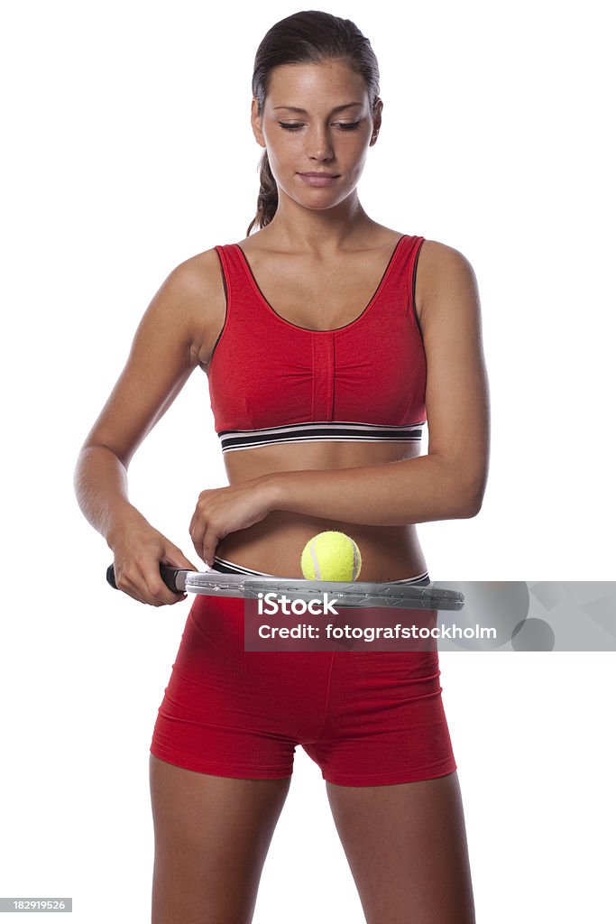 Weibliche tennis Spieler Balance ball auf Schläger - Lizenzfrei 20-24 Jahre Stock-Foto