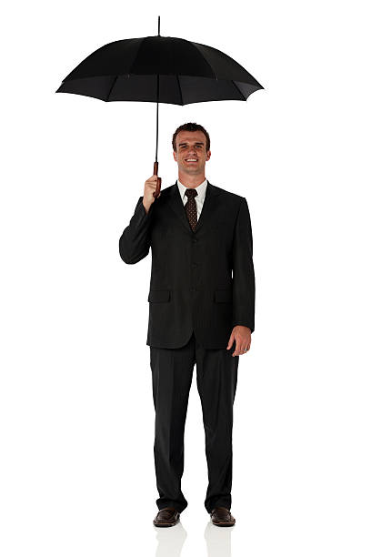 istock Businessman with umbrella 182919623