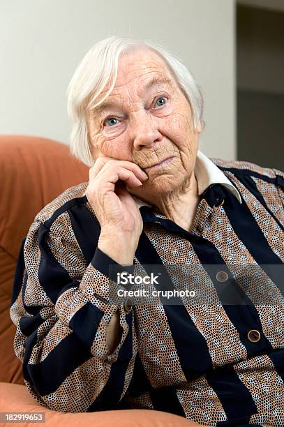 Senior Woman Thinking Stock Photo - Download Image Now - 70-79 Years, 80-89 Years, Adult