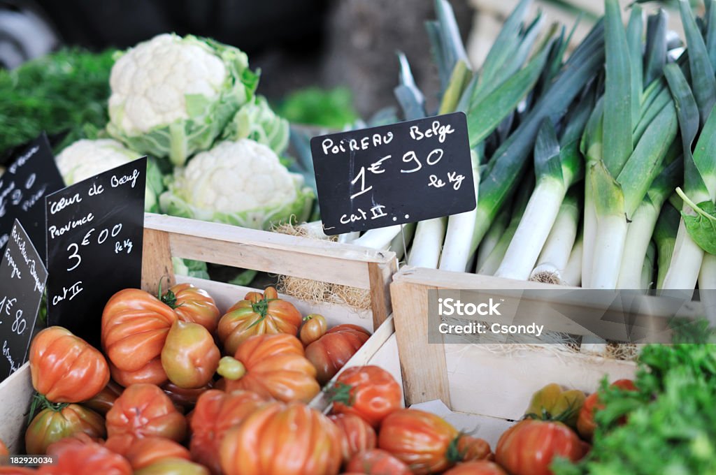 Farmer's Market Vegetables on farmer's market in France. Agriculture Stock Photo