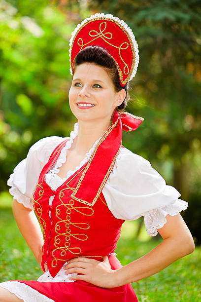 Beautiful  girl wearing a stylized Hungarian folk costume