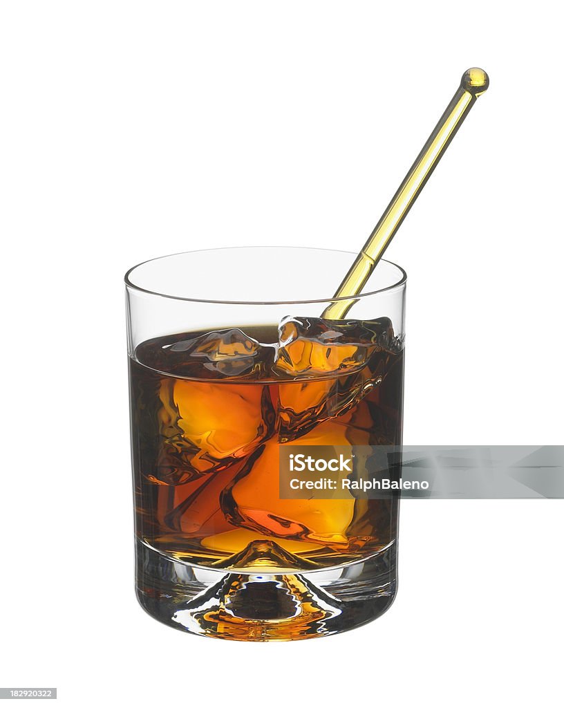 Rum on the rocks 4 "A rum cocktail on the rocks, isolated on a white background, with a clipping path." Drinking Glass Stock Photo