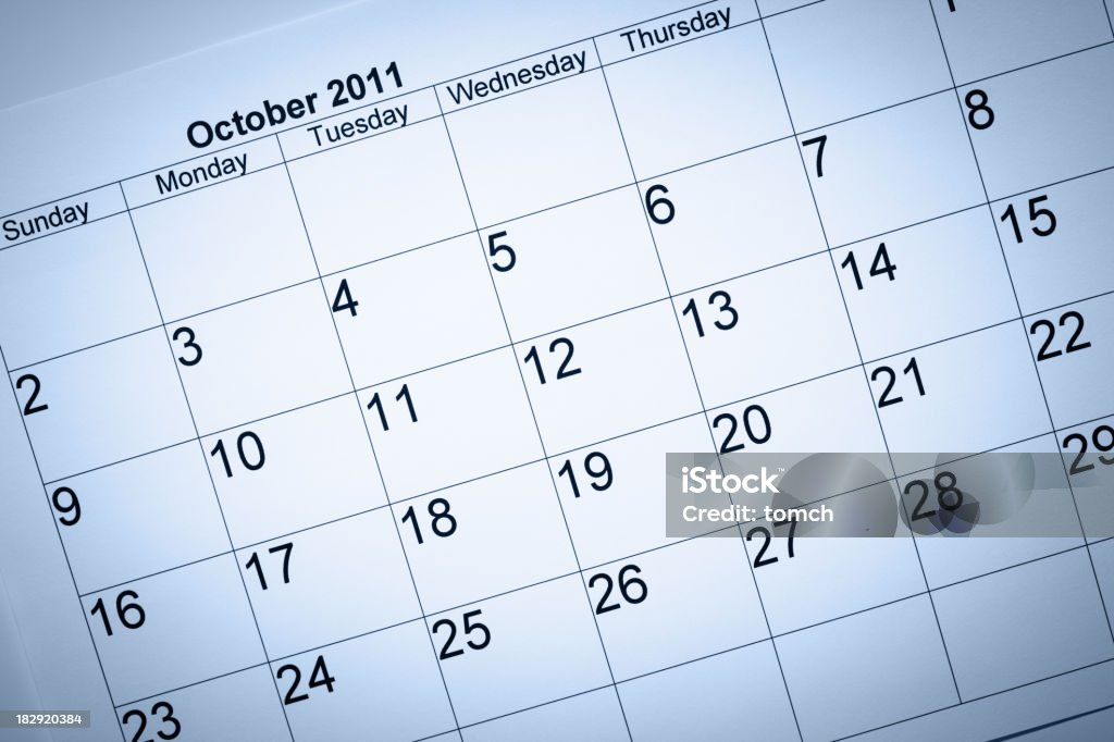 Kalendarz na październik 2011 r. - Zbiór zdjęć royalty-free (Bez ludzi)