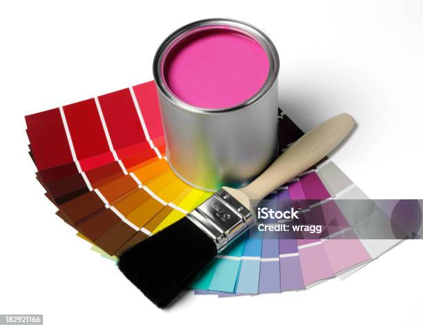 Farba Spektrum Z Cyny I Pędzel - zdjęcia stockowe i więcej obrazów Farba - Farba, Próbnik kolorów, Pędzel do malowania