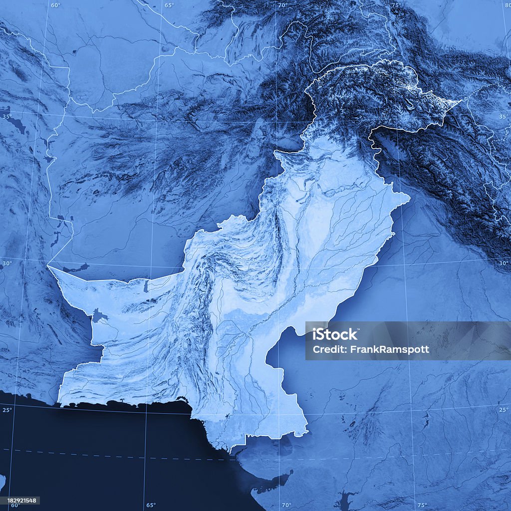 Pakistan mappa topografica - Foto stock royalty-free di Pakistan