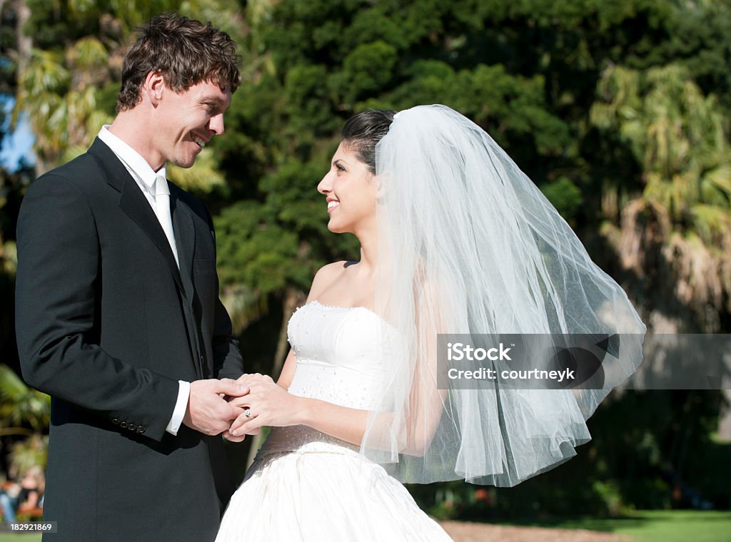 Sposa e lo sposo tiene le mani - Foto stock royalty-free di Abbigliamento