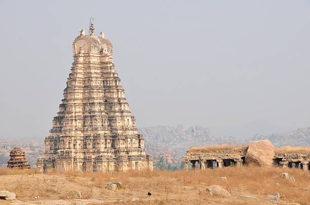 Stone chariot at Vittala temple - one of the highlight of the Hampi temple complex in India (with copy space)