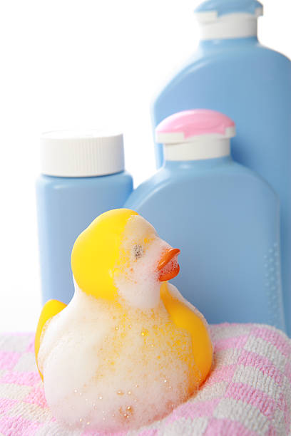 istock Yellow rubber duck in bathroom 182922623