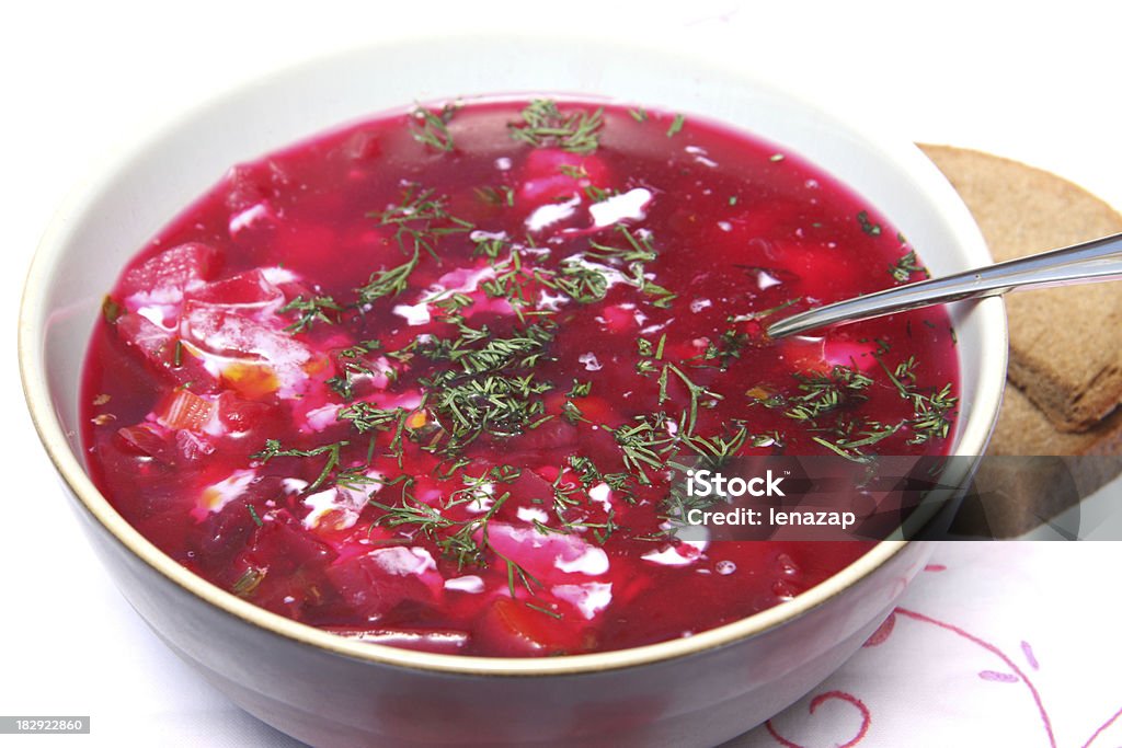 Russian borscht com crème fraîche - Foto de stock de Borsch royalty-free