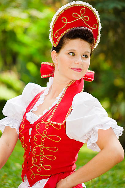 Pretty girl wearing a stylized Hungarian folk costume
