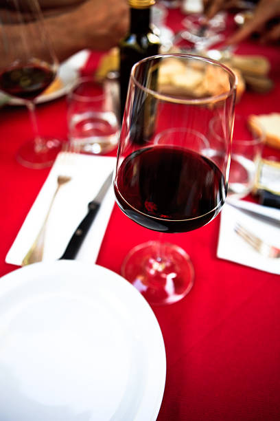 istock glass of red wine ,dining table 182922952