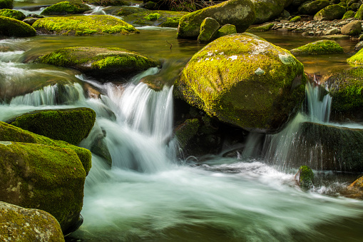 Rivers and waterfalls with a silk effect, long exposure photography