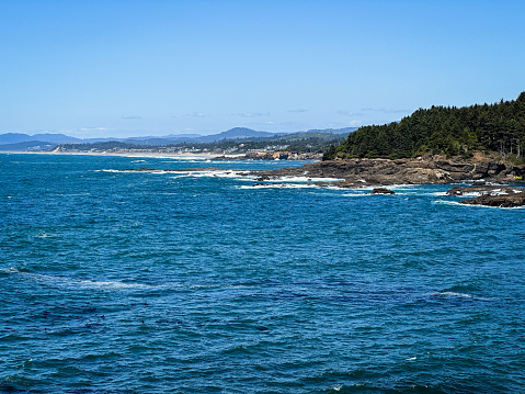 View north from Boiler Bay State Scenic Viewpoint along the Oregon coast.
