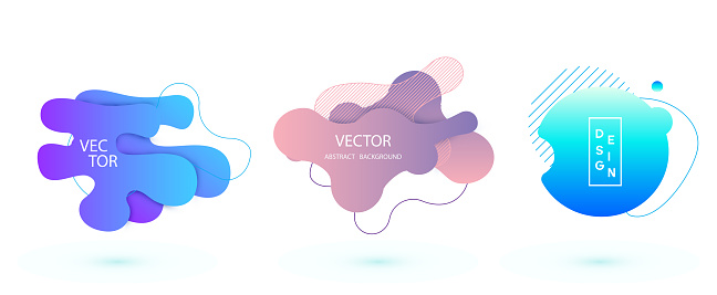 Vector abstract geometric banner set. Trendy liquid round forms. Modern vector template with gradient foг you design. Vector illustrations.