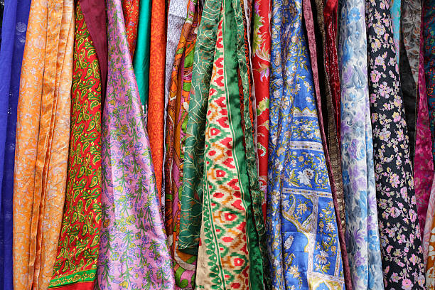 istock Colorful textiles in an Indian market. 182924034