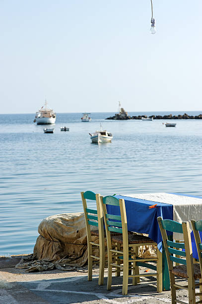 istock Restaurant Table and Fishing Boats 182924172