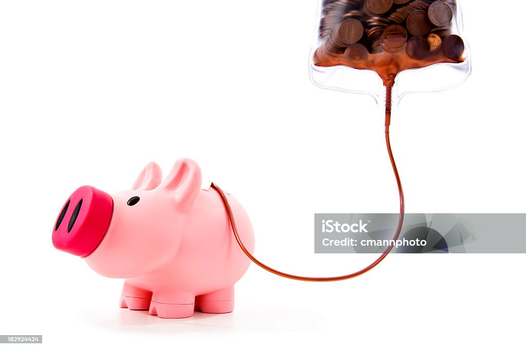 Sparschwein auf einen IV Von pennies - Lizenzfrei 1-Cent-Stück Stock-Foto