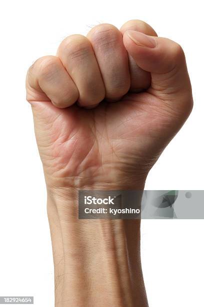 Isolated Shot Of Fist Against White Background Stock Photo - Download Image Now - Closed, Fist, One Person