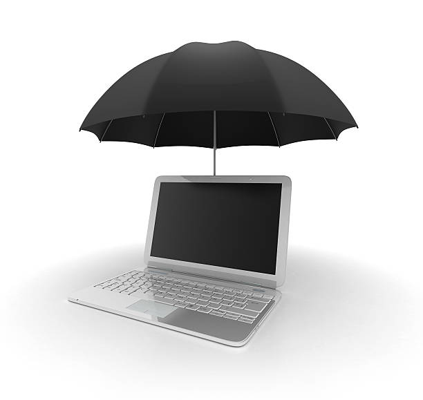 laptopa pod parasol - webhoster zdjęcia i obrazy z banku zdjęć