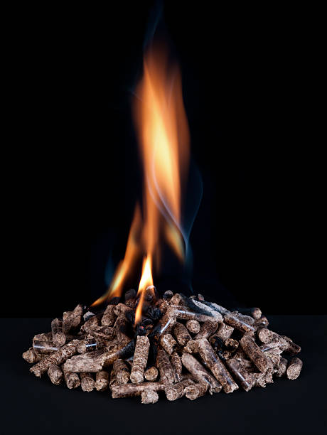istock Pile of wood pellets burning 182924896