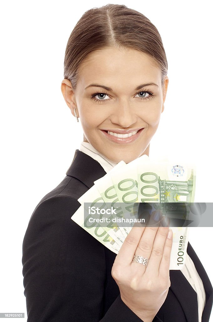 Dziewczyna z euro rachunki - Zbiór zdjęć royalty-free (Banknot)