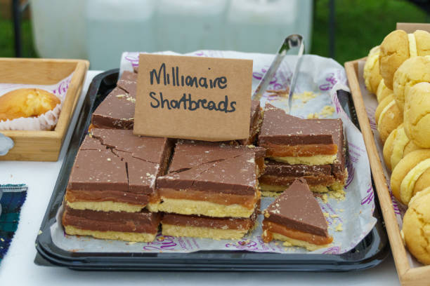 istock Stacks of millionaire shortbread with a brown paper label 1829251722