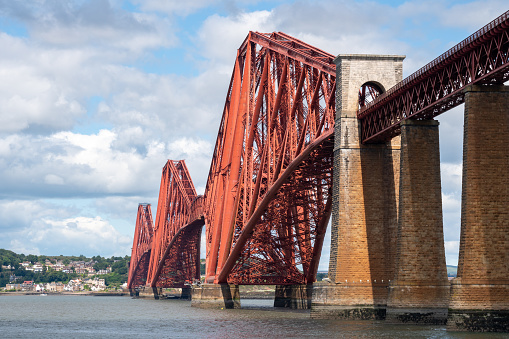 View across the river from the base of the Forth Bridge. In Queensferry Scotland
