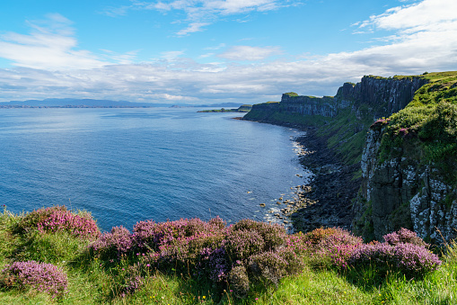 Skye island Nest Point lighthouse in Highlands Scotland UK in United Kingdom, the western point of Scotland