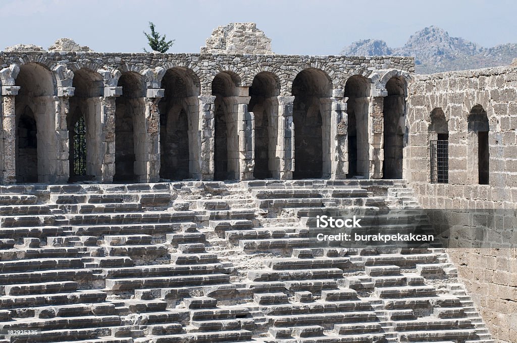 Ruins of Roman theatre in Aspendos, Antalya, Turkey  Aging Process Stock Photo